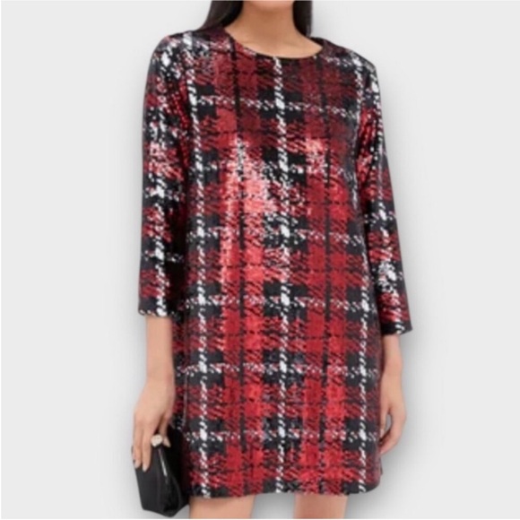 TUCKERNUCK Red and black
Houndstooth Sequin dress NEW - Picture 8 of 13